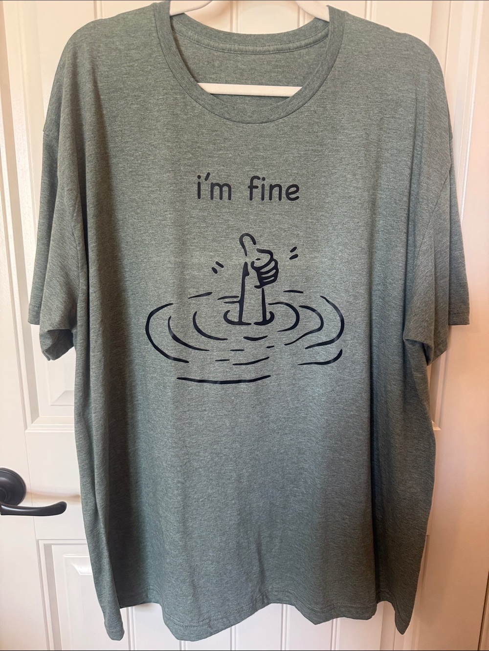 Bella Canvas Heather Green Short Sleeve Tee with Black 'I'm Fine' Graphic